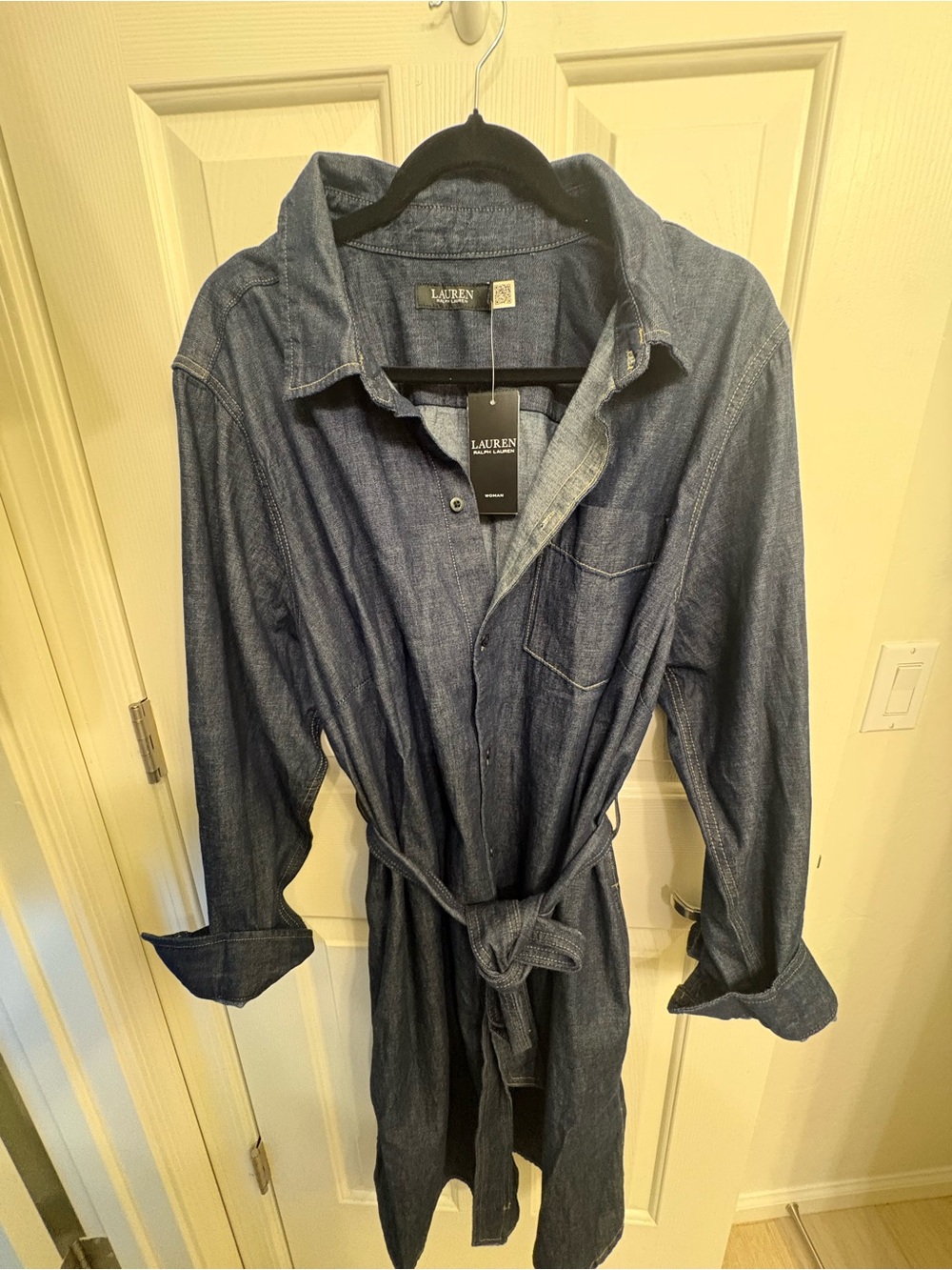 NWT - Ralph Lauren Indigo Denim Button-Front Belted Shirt Dress SZ 3X